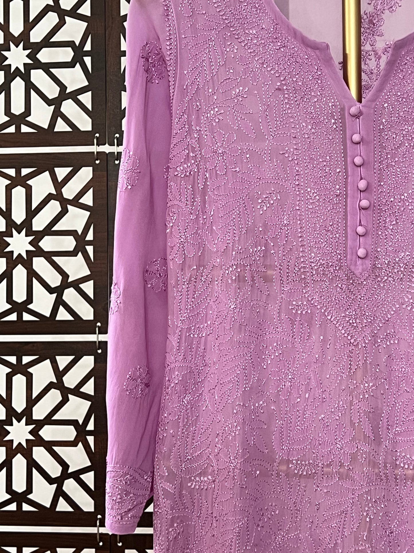 Mauve Chikankari Kurti