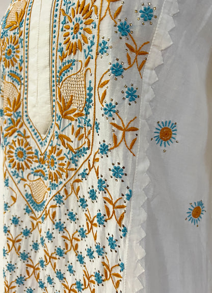 Chanderi Suit with Chikankari and Mukaish