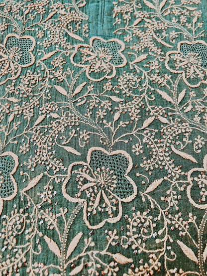 Green Tissue Chanderi Silk Suit with Chikankari, Kasab Haath Jaali and Mukaish