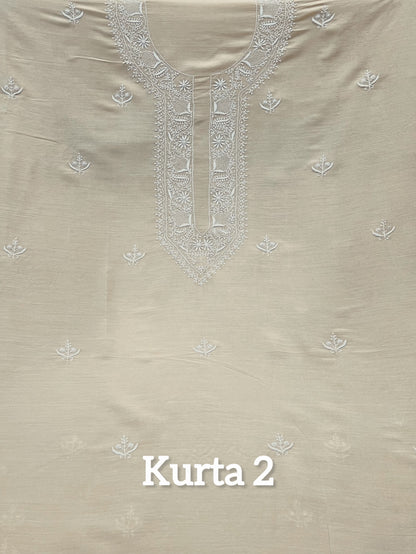 Pure Munga Silk Kurta with Chikankari