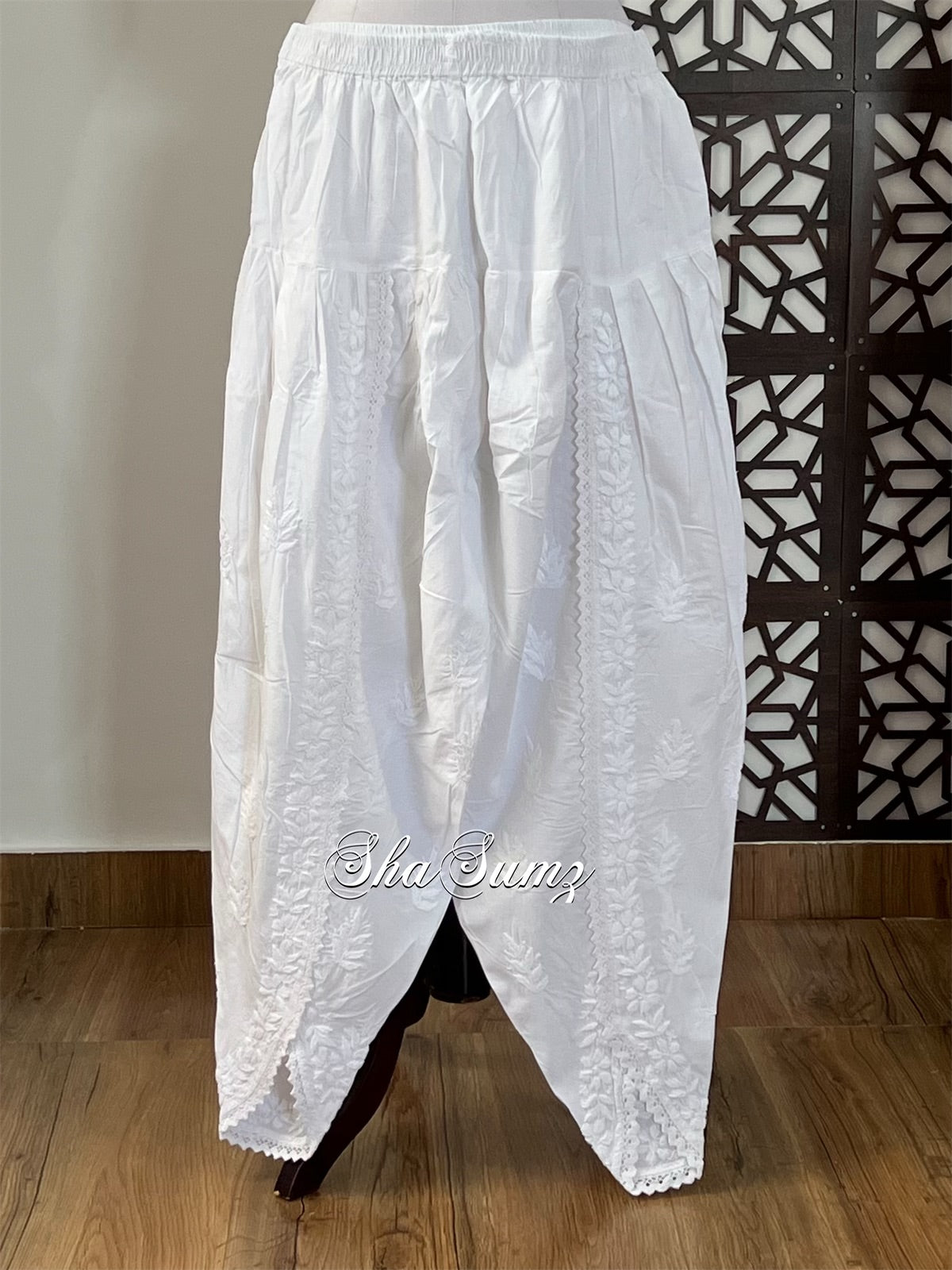 Cotton Chikankari Dhoti Pants