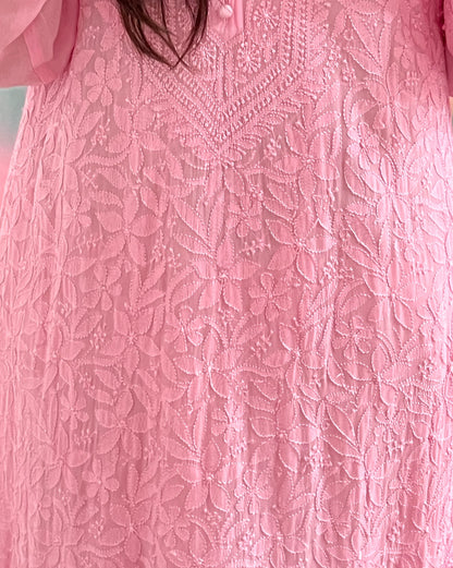 Rose Pink Chikankari Kurti