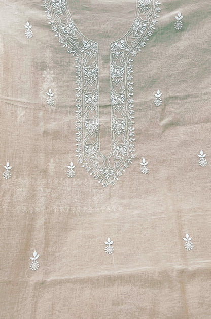 Pure Tissue Chanderi Silk Kurta with Chikankari