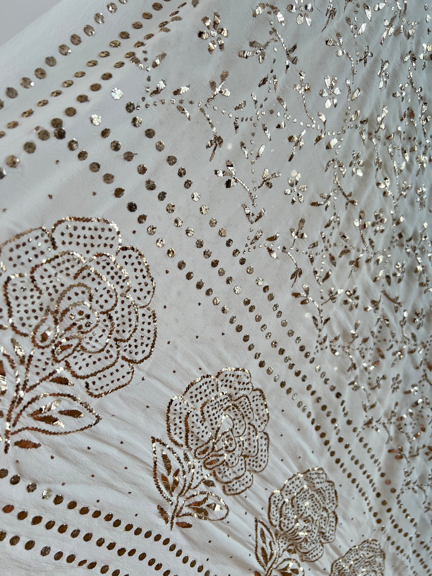 Pure Georgette Mukaish Saree - Honeycomb Design