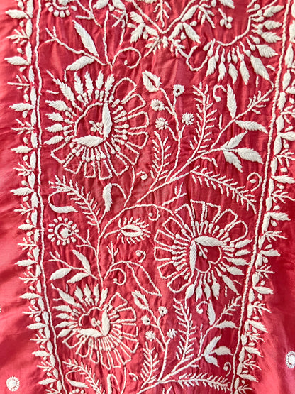 Chanderi Silk Kurta and Pants with Chikankari and Haath Jaali | Ready to Wear | With Lining