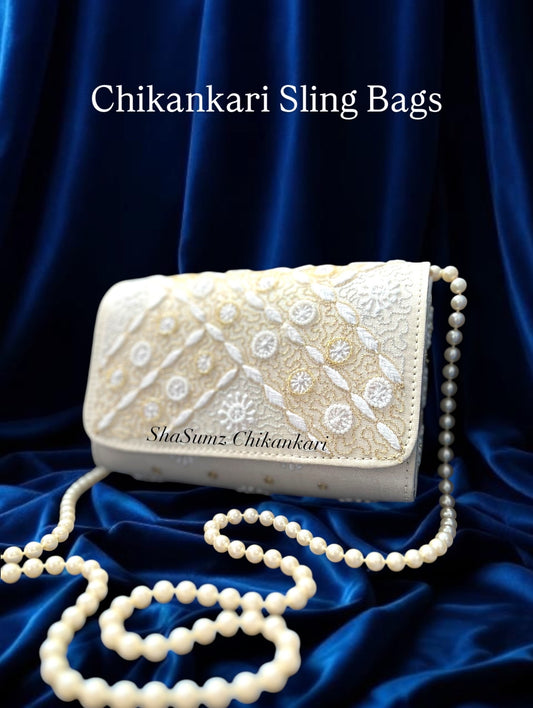 Tissue Chanderi Chikankari Sling Bag