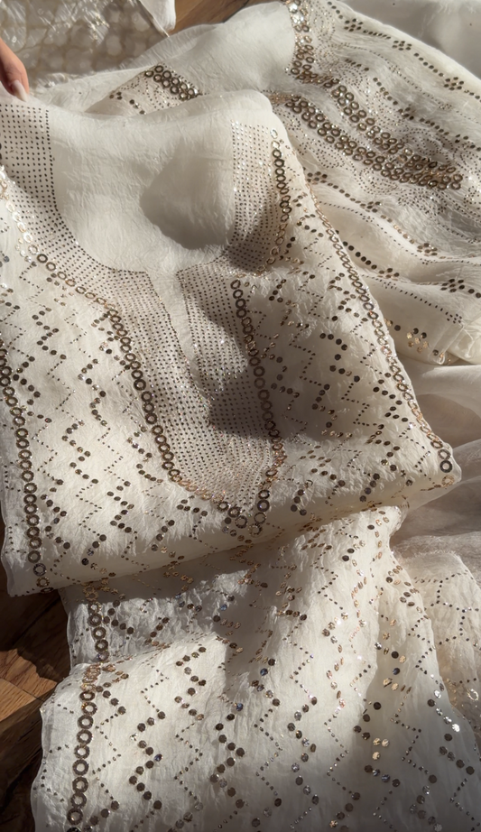 Pure Organza Silk Mukaish Kurta & Dupatta Set