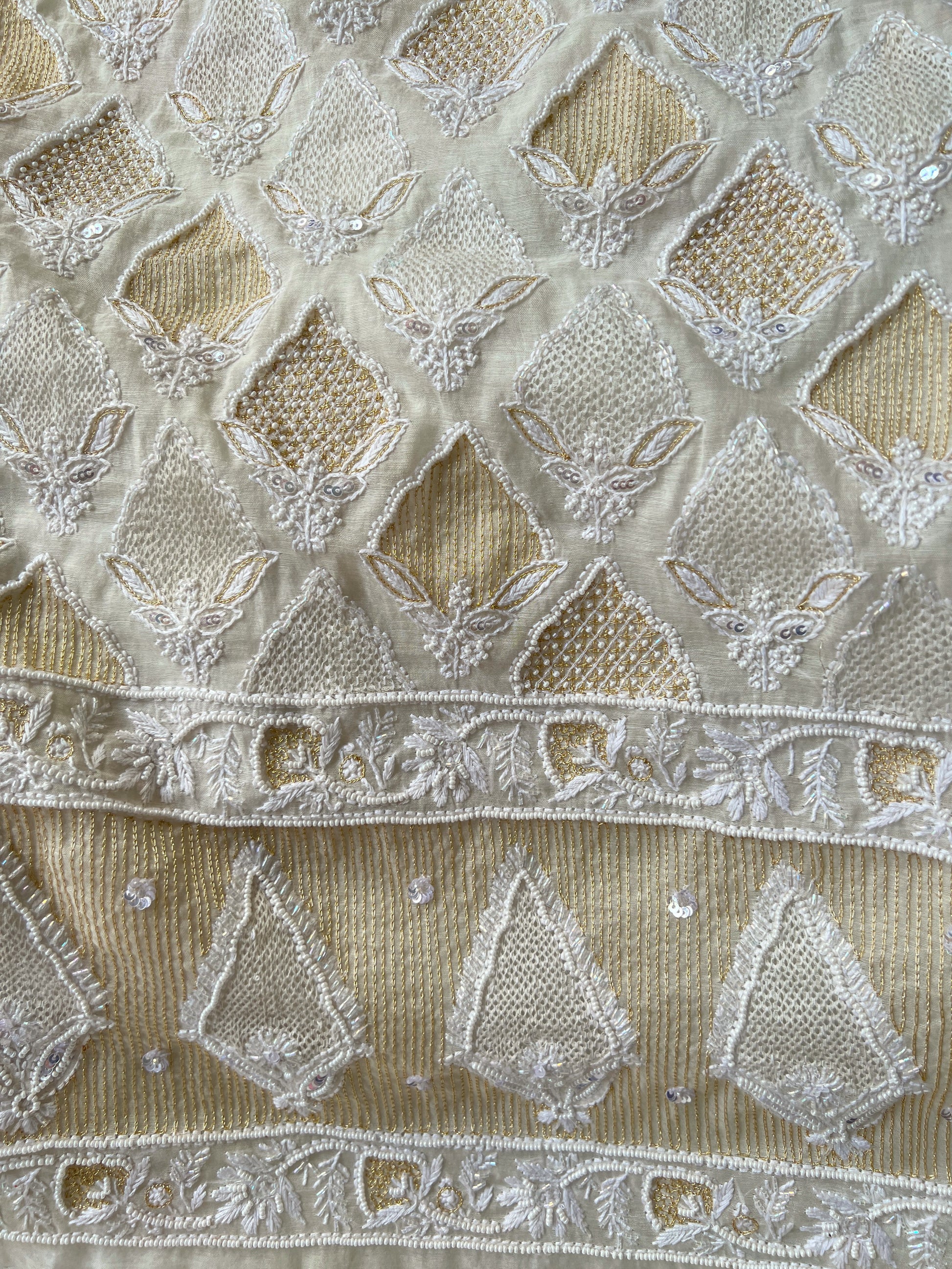 Ivory Chanderi Suit with Chikankari & Embellishments Border