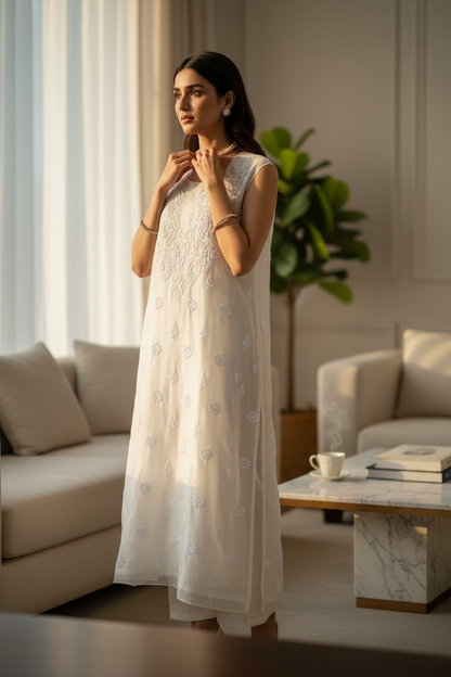 Chanderi Kurti with Chikankari