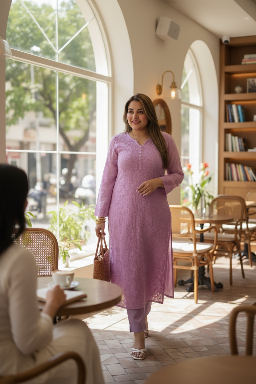 Pastel Purple Chikankari Kurta