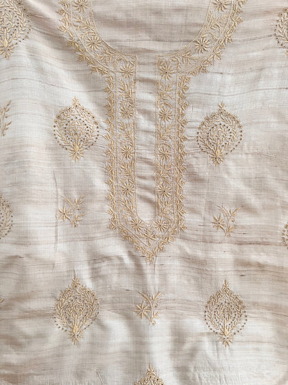 Pure Tussar Silk Kurta with Chikankari