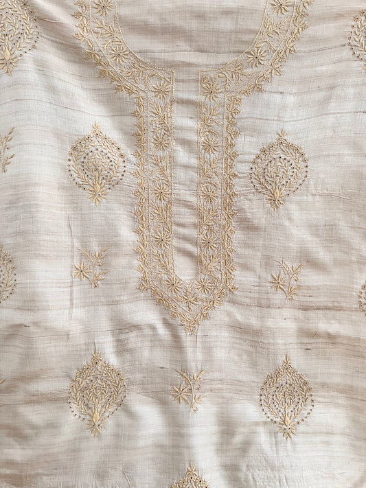 Pure Tussar Silk Kurta with Chikankari