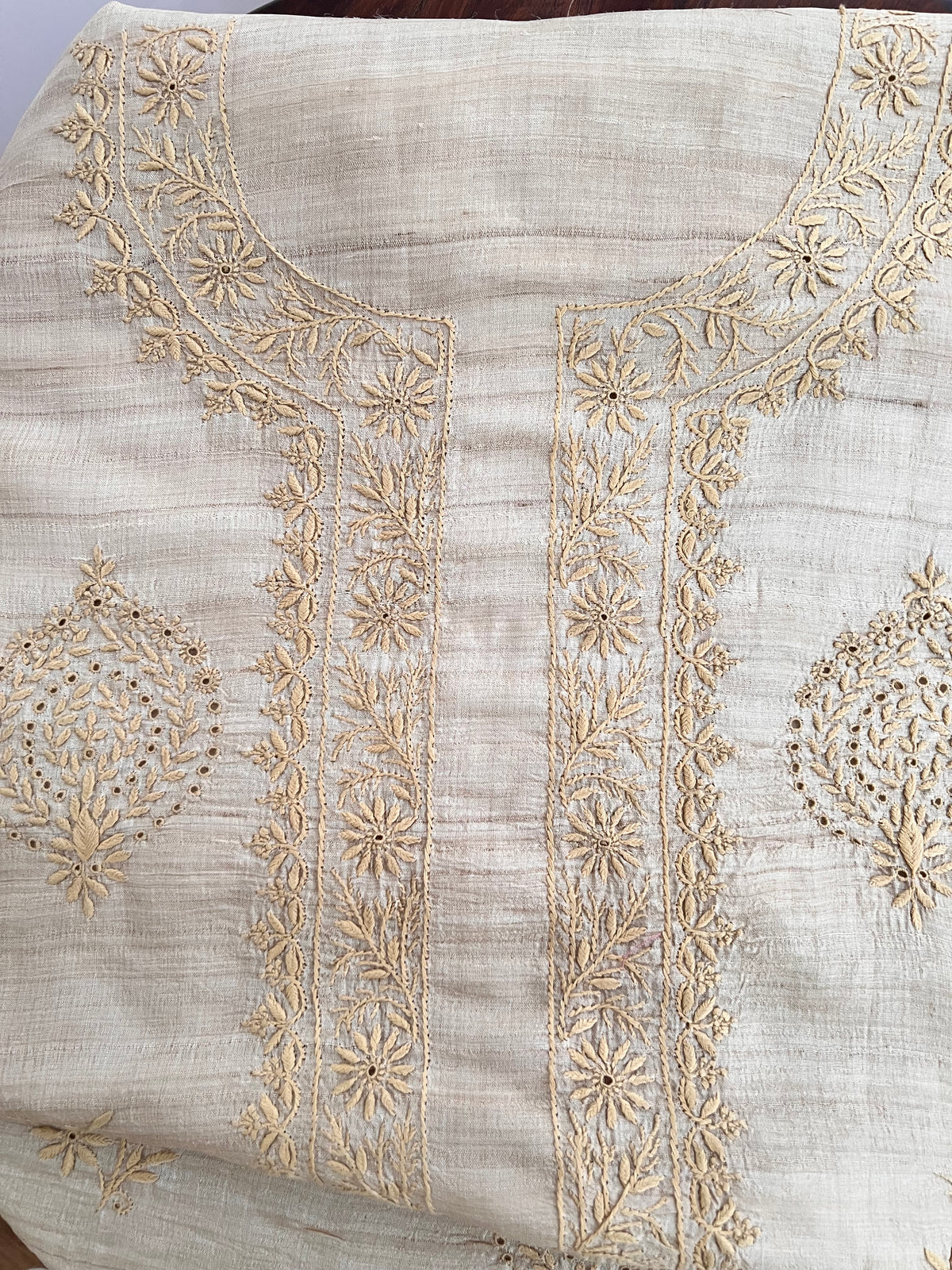 Pure Tussar Silk Kurta with Chikankari
