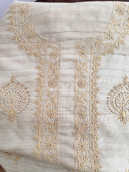 Pure Tussar Silk Kurta with Chikankari
