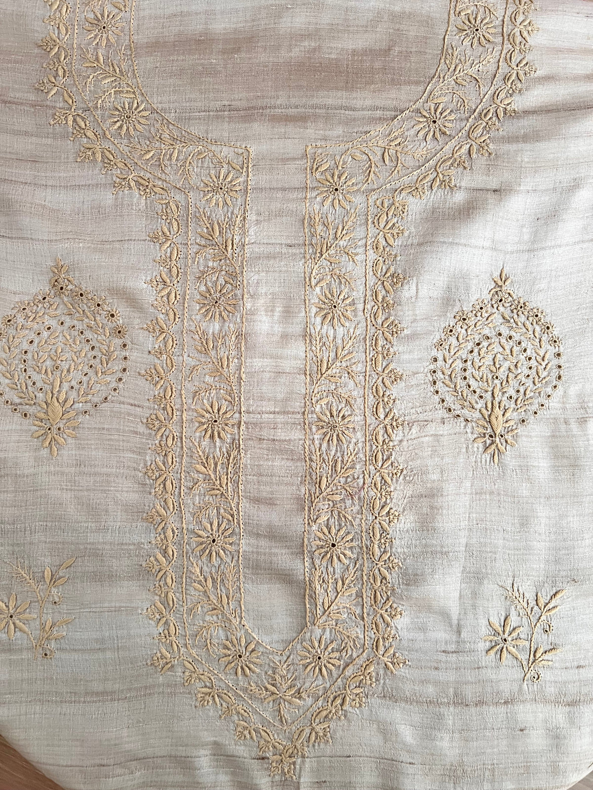 Pure Tussar Silk Kurta with Chikankari