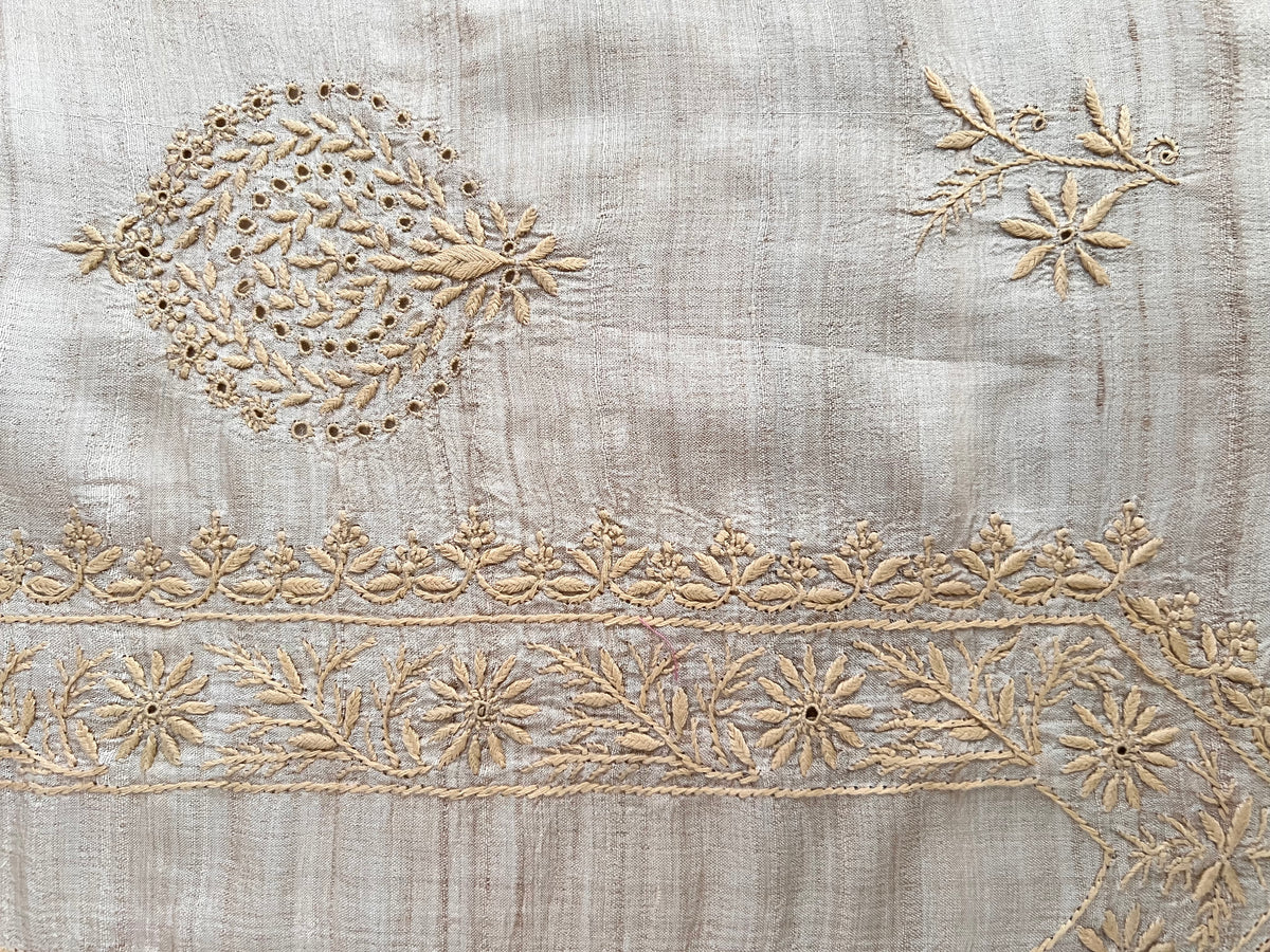Pure Tussar Silk Kurta with Chikankari