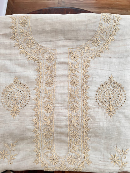 Pure Tussar Silk Kurta with Chikankari
