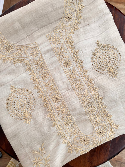Pure Tussar Silk Kurta with Chikankari