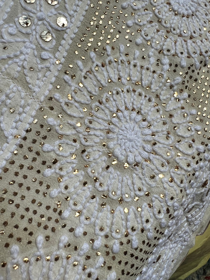 Ivory Chikankari & Mukaish Anarkali – Pure Georgette Elegance
