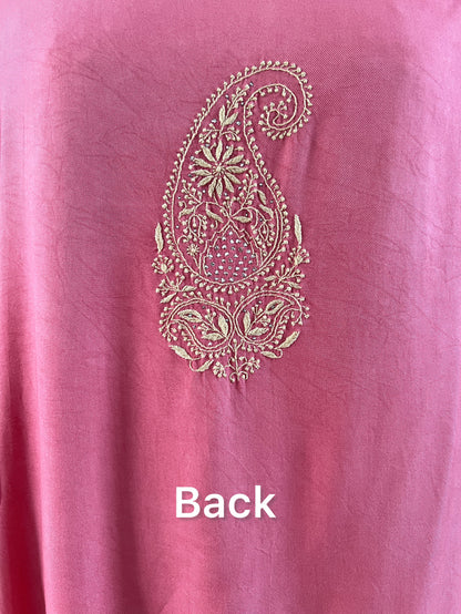 Handcrafted Pashmina Suit with Chikankari & Mukaish Kamdani