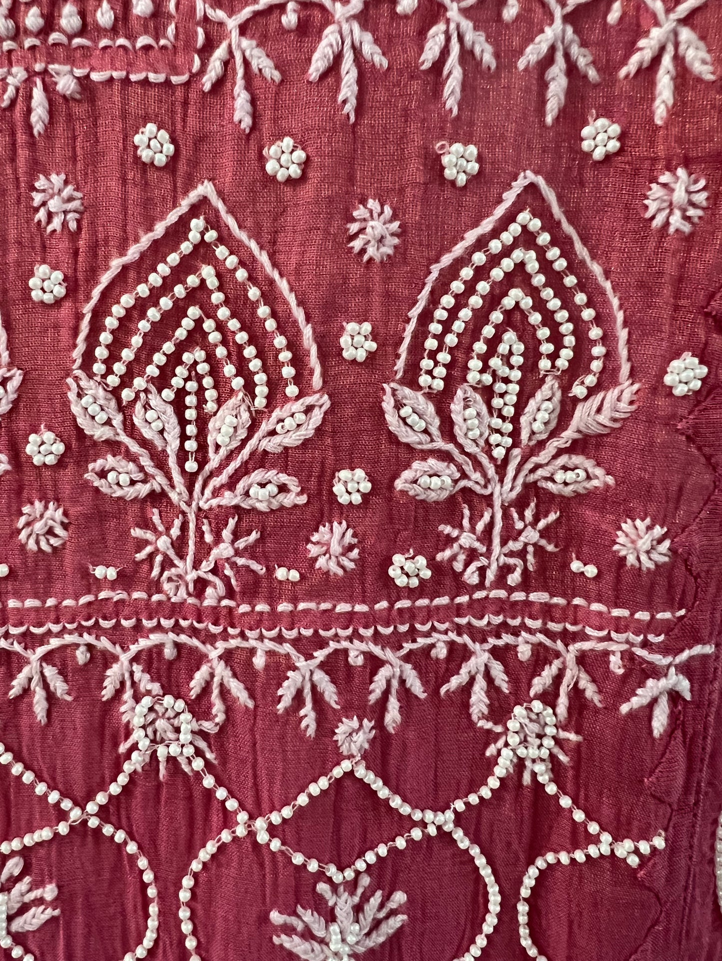 Pink Tissue Chanderi Silk Suit with Chikankari and Embellishments