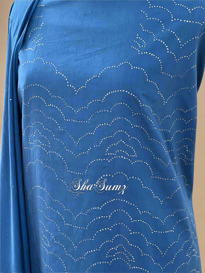 Royal Blue Cotton Suit with Kamdani