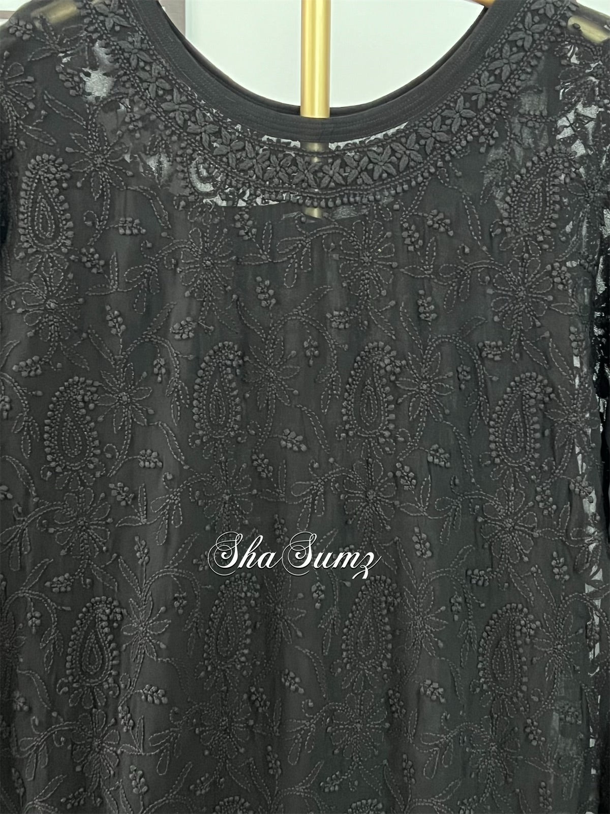 Black Chikankari Georgette Kurti