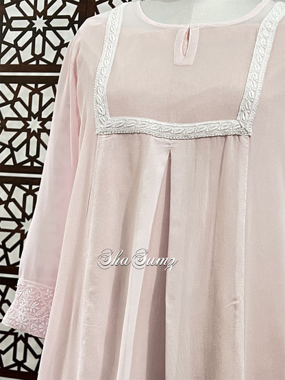 Blush Pink Pure Georgette Chikankari Kurti