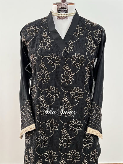 Black Cotton Voile Kurti