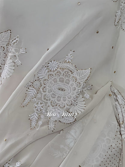 Floral Chikankari & Mukaish Motifs Saree