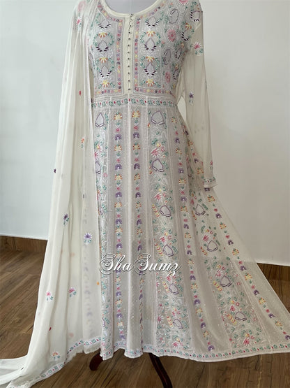 Multi Color Resham & Embellishments Anarkali