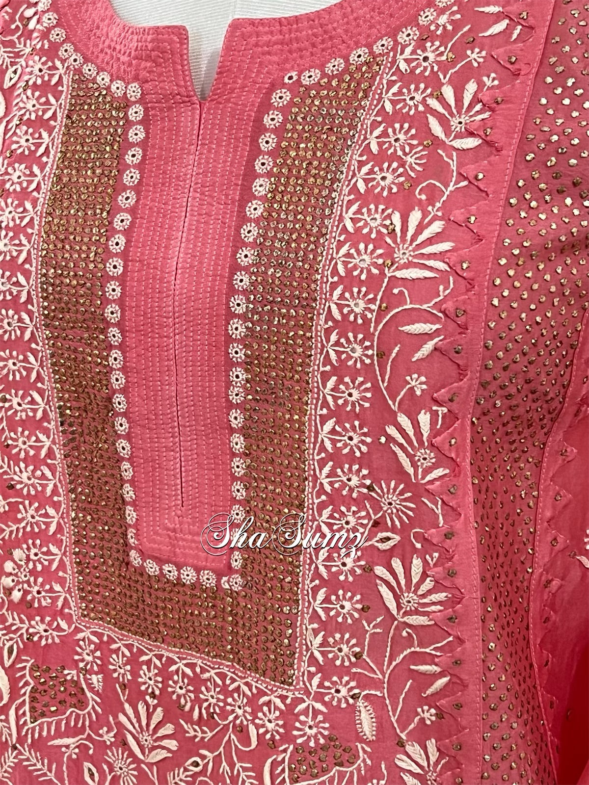 Carrot Pink Chanderi Silk Kurta