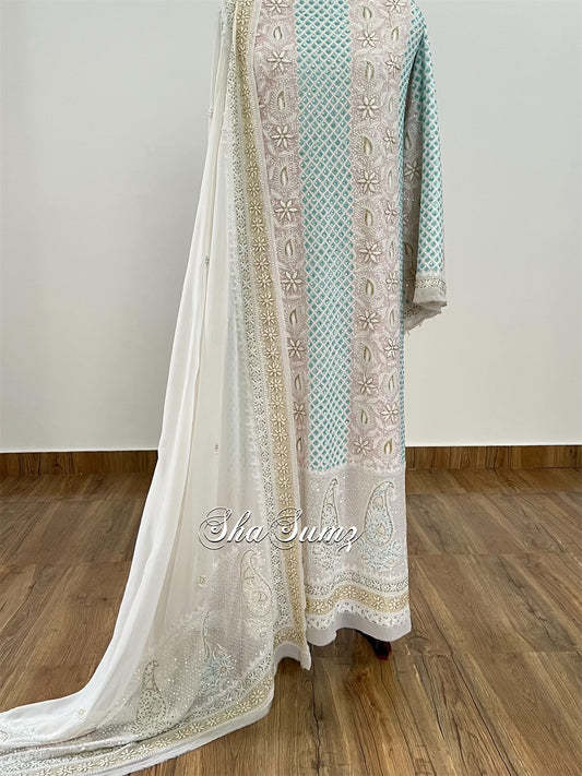 Elegant & Exclusive Pure Georgette Full Front & Back Chikanakri Suit