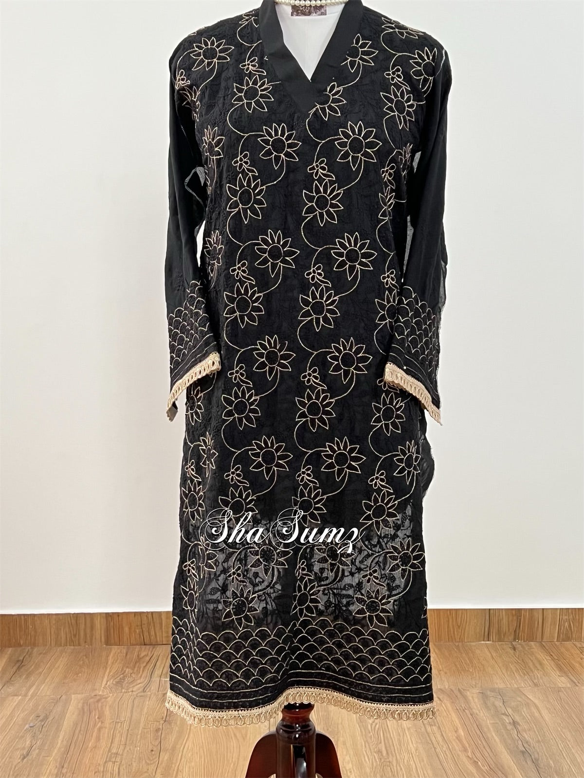 Black Cotton Voile Kurti