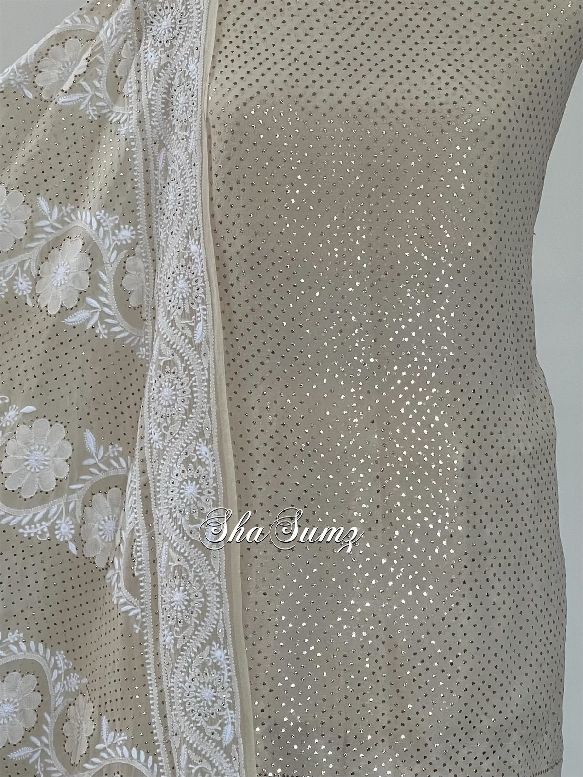 Lucknowi Chikankari & Mukaish Gharara