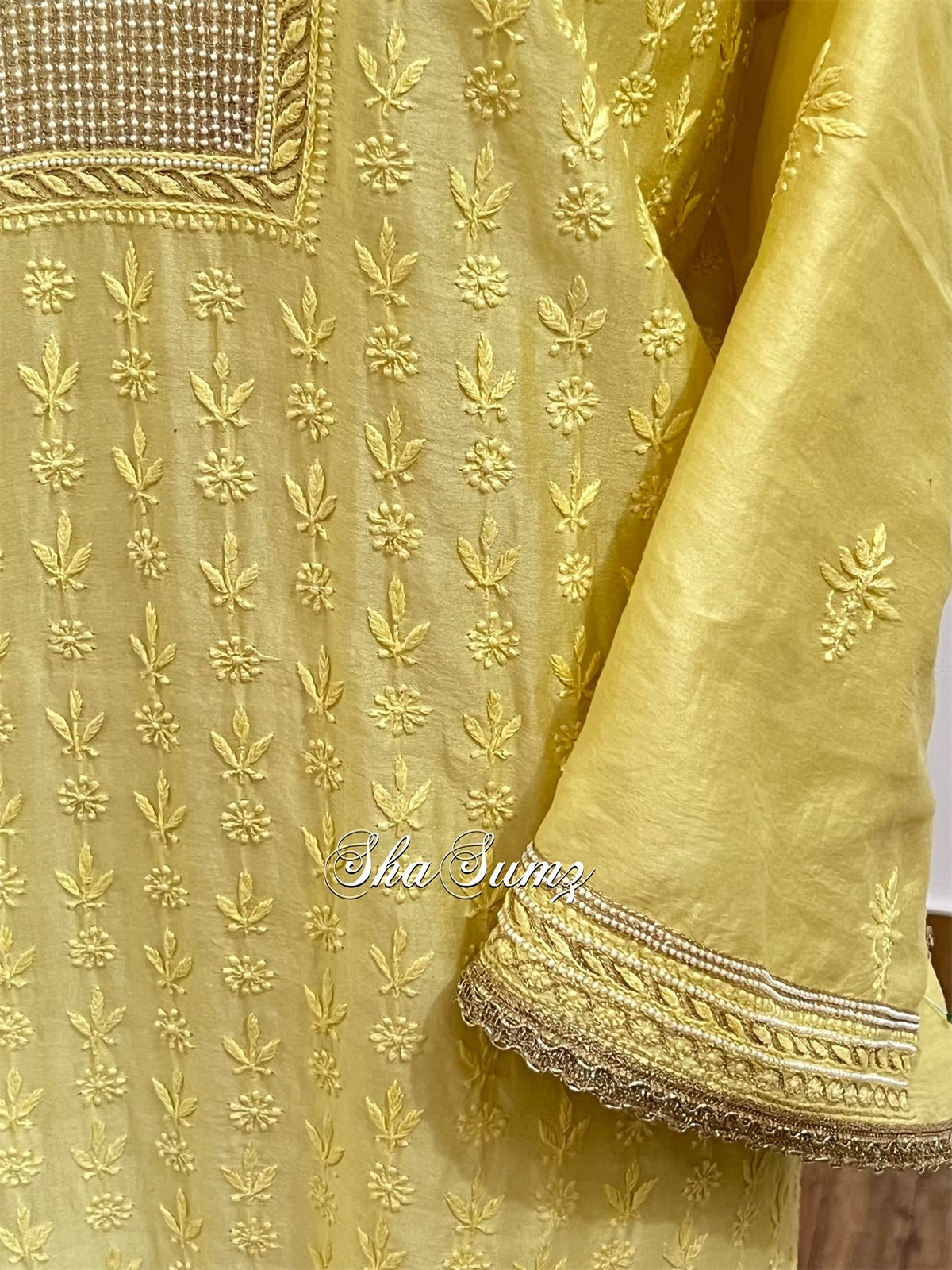 Sunny Yellow Chanderi Suit with Chikankari & Embellishments