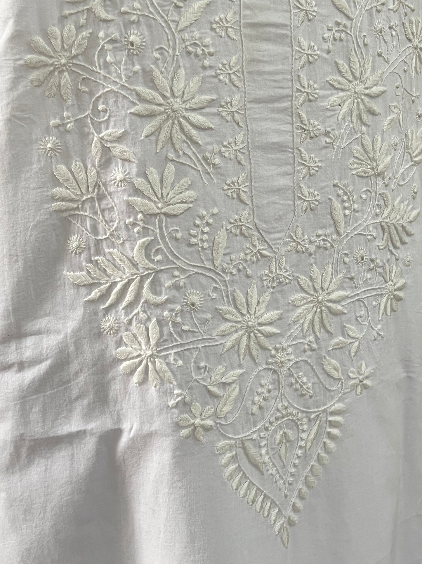 White Cotton Kurta with Chikankari