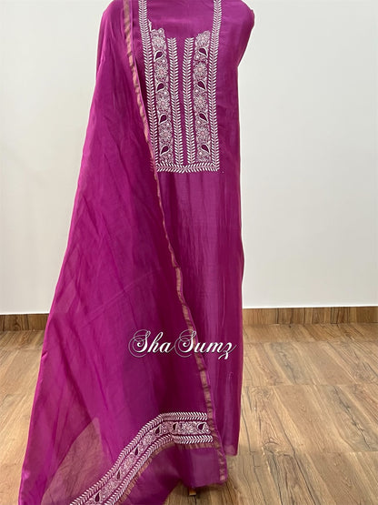 Mulberry Purple Chanderi Silk Suit