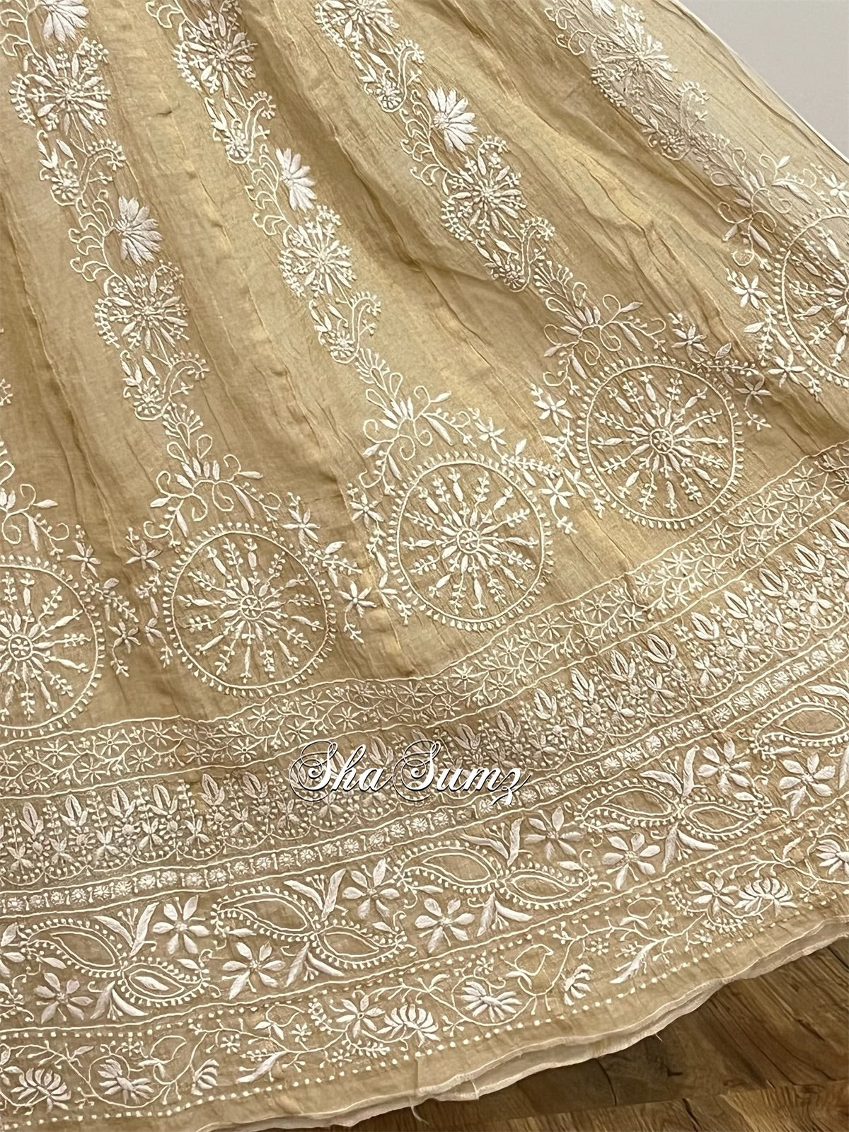 28 Kali Tissue Chikankari Anarkali