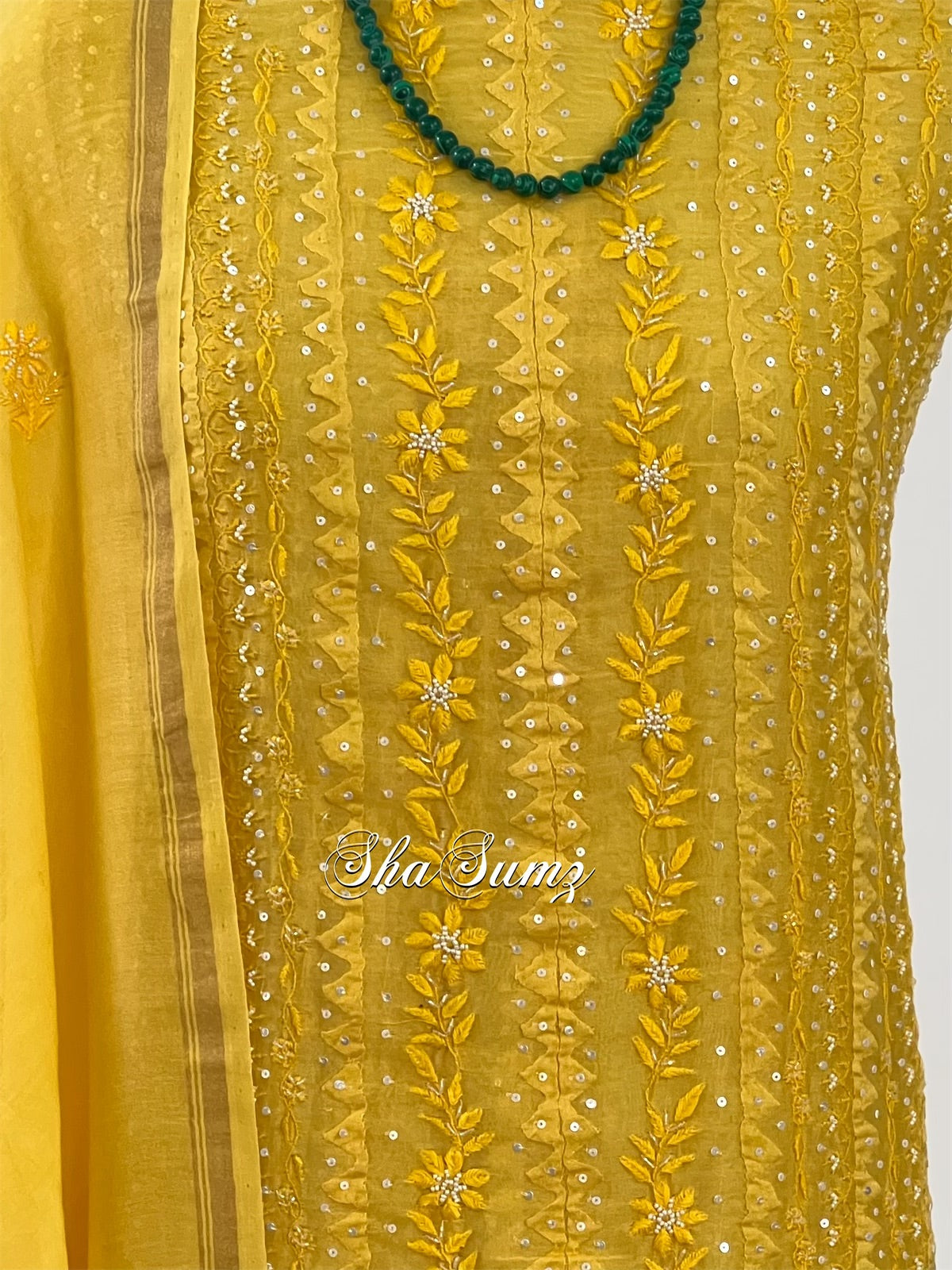 Chanderi Suit with Chikankari, Applique & Embellishments