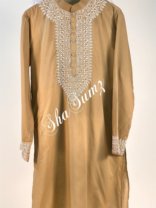 Cotton Voile Men's Kurta with Chikankari