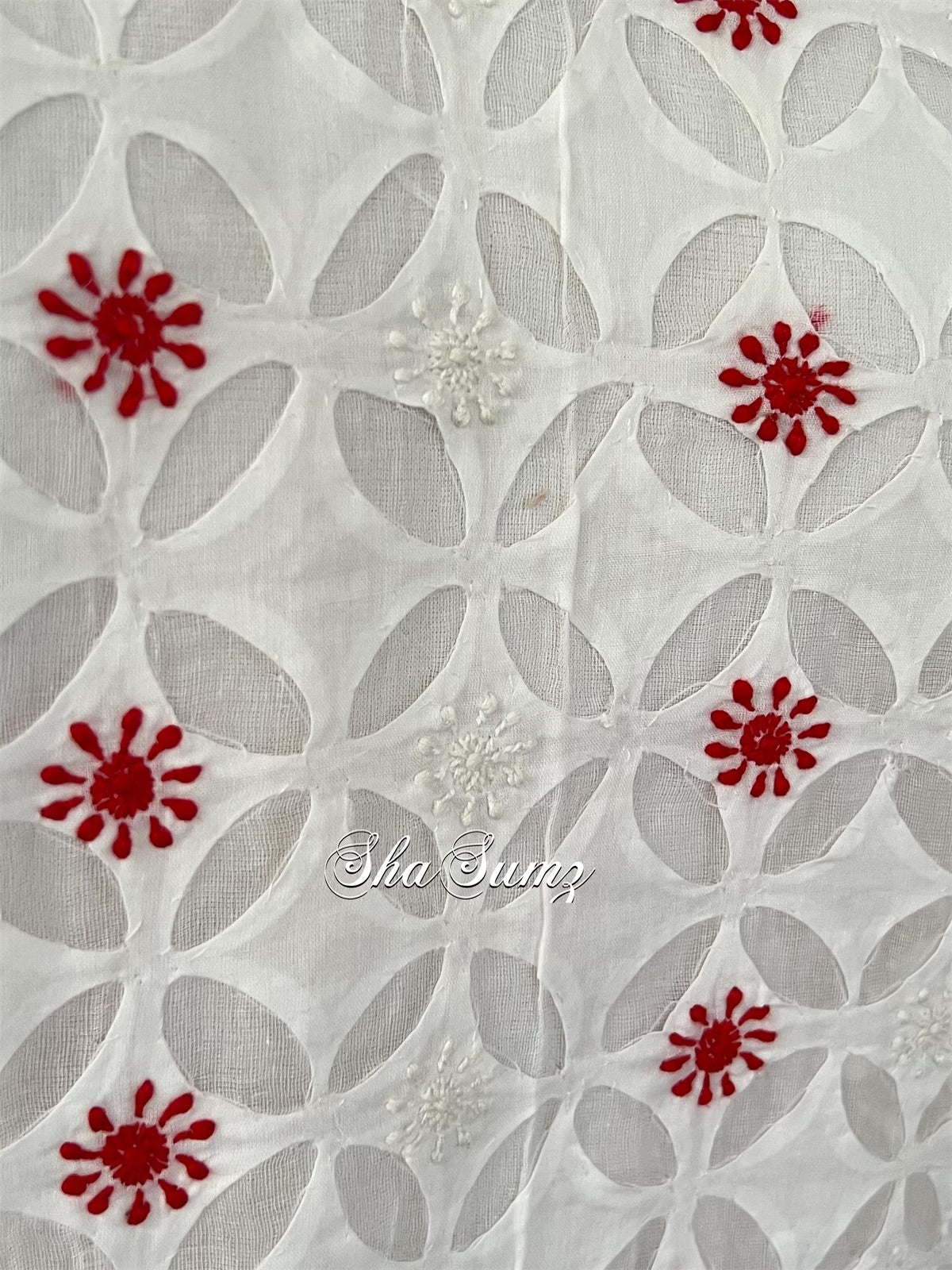 White Cotton Chikankari Cutwork Applique Kurti