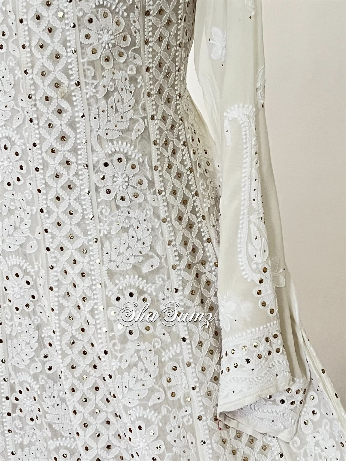 Off White Chikankari Mukaish Anarkali