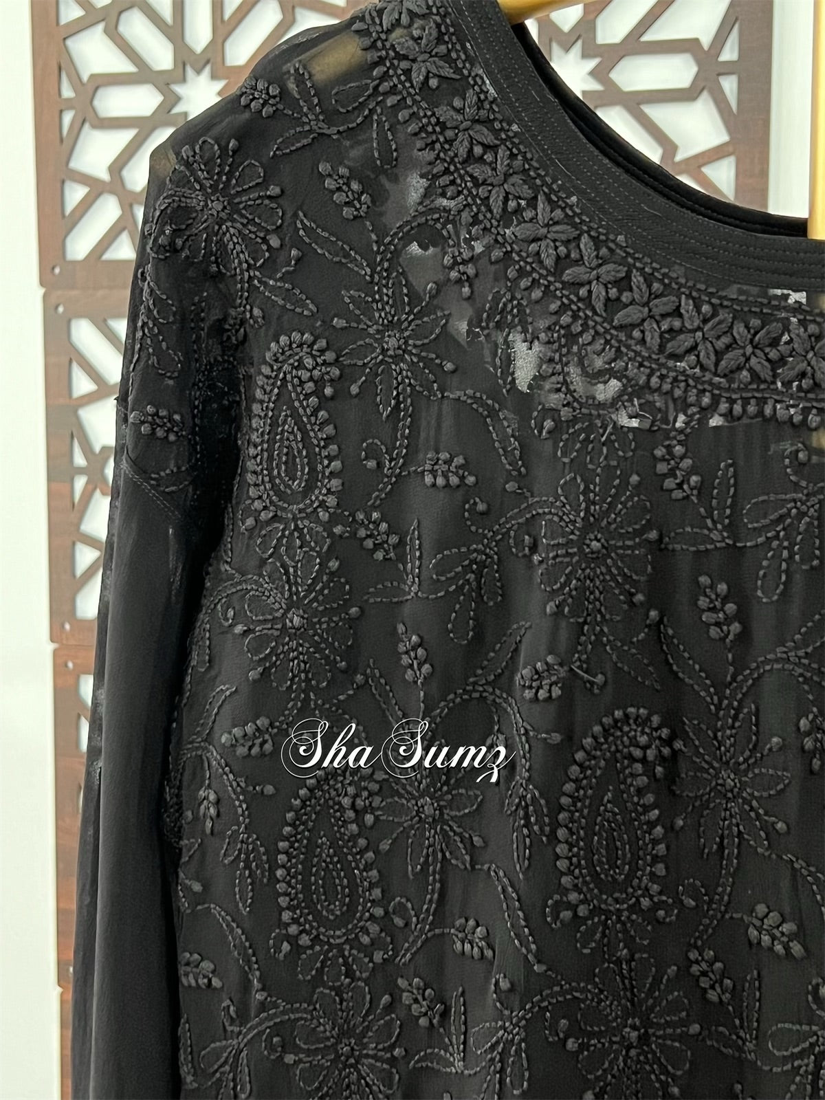 Black Chikankari Georgette Kurti