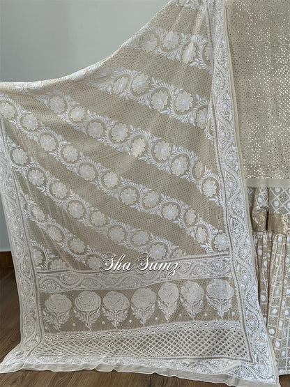 Lucknowi Chikankari & Mukaish Gharara