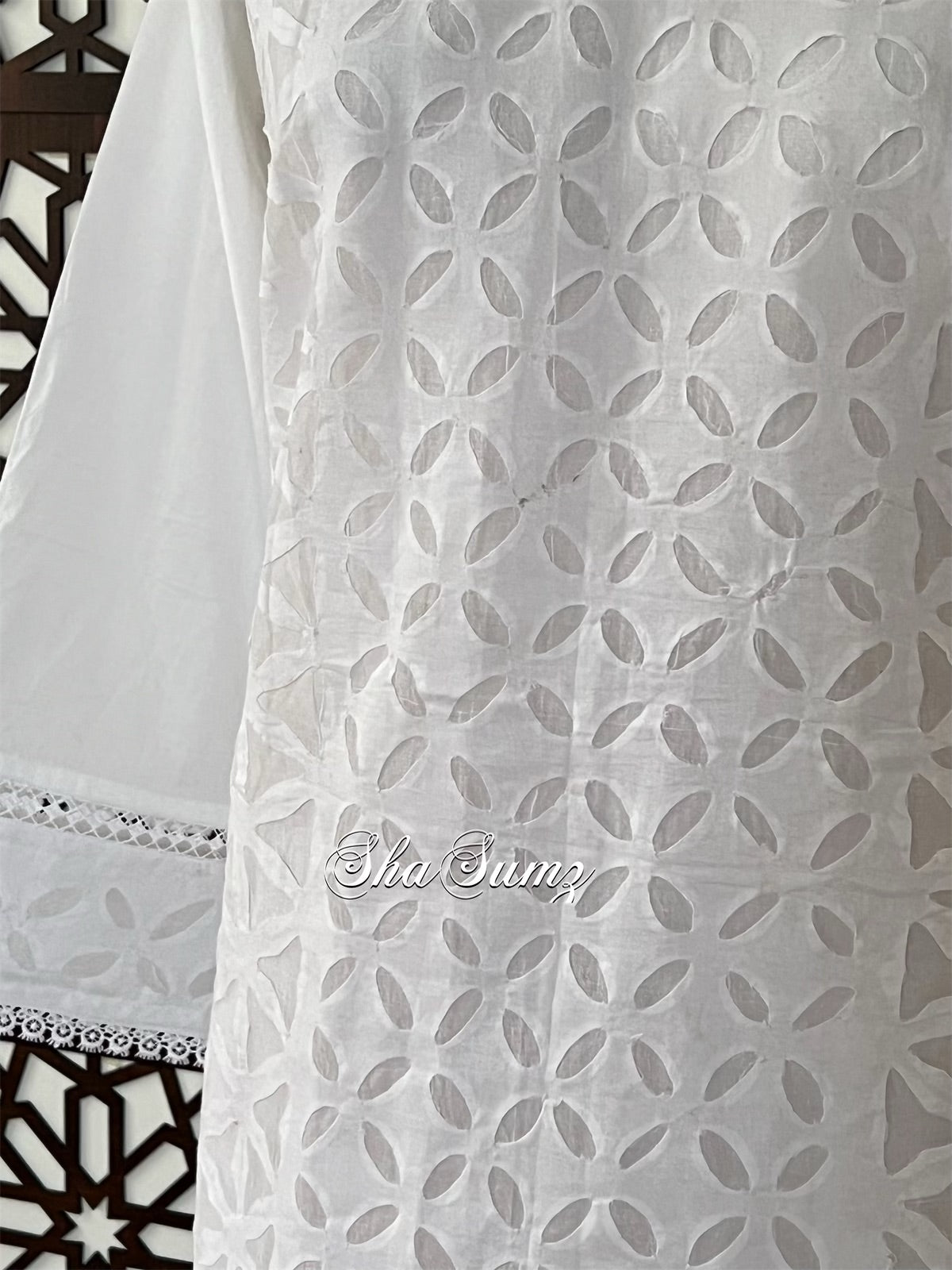 White Cotton Applique Kurti