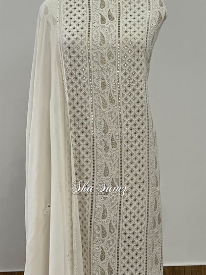 Classic Ivory Chikankari & Mukaish Suit