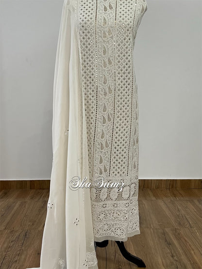 Classic Ivory Chikankari & Mukaish Suit