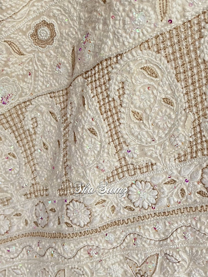 Chikankari and Embellishments Pure Georgette Saree