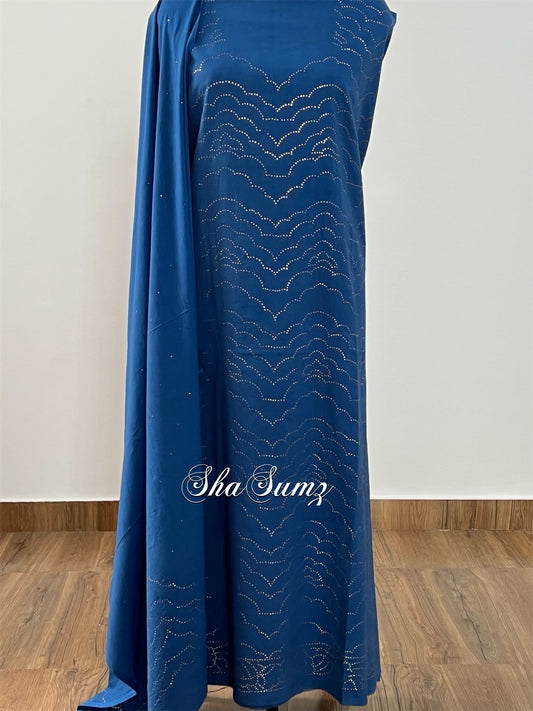 Royal Blue Cotton Suit with Kamdani